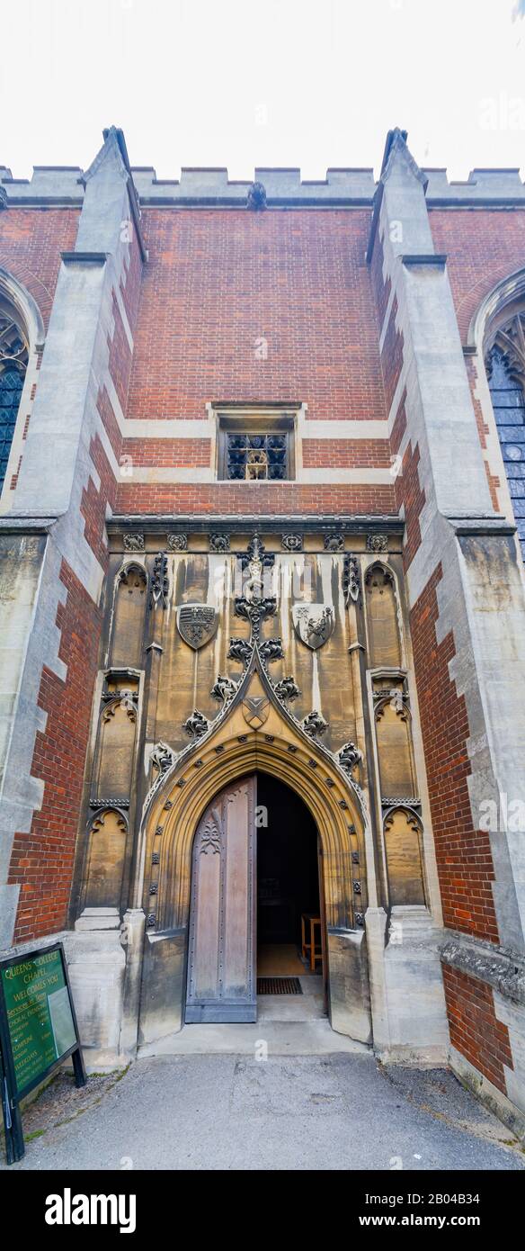 Cambridge, JUL 10: Exterior view of the Queens' College Chapel on JUL 10, 2011 at Cambrdige, United Kingdom Stock Photo