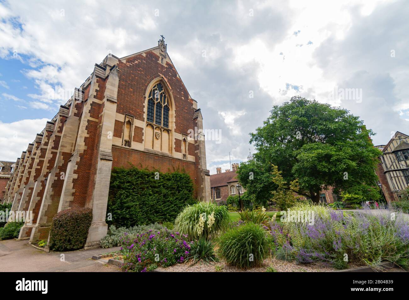 Cambridge, JUL 10: Exterior view of the Queens' College Chapel on JUL 10, 2011 at Cambrdige, United Kingdom Stock Photo