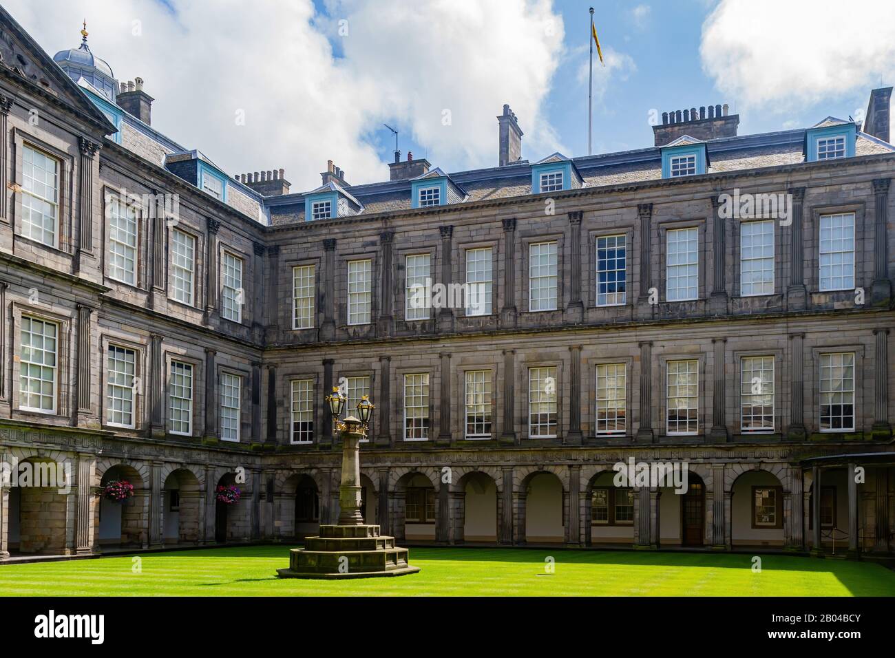 Exterior View Of The Palace Of Holyroodhouse At Edinburgh Stock Photo exterior-view-of-the-palace-of-holyroodhouse-at-edinburgh-stock-photo