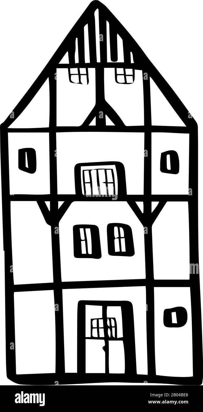 Cute house in hand drawn doodle style isolated on white background ...