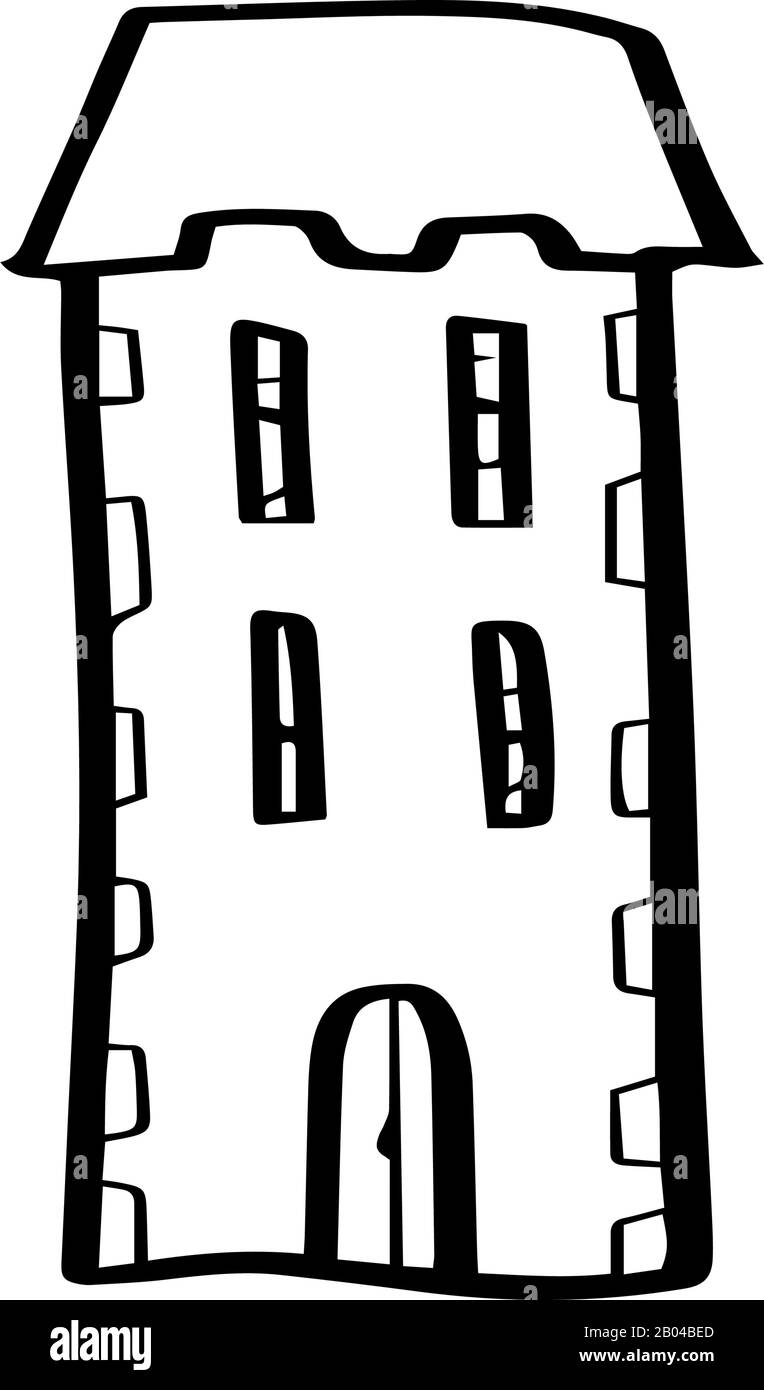 Cute house in hand drawn doodle style isolated on white background ...