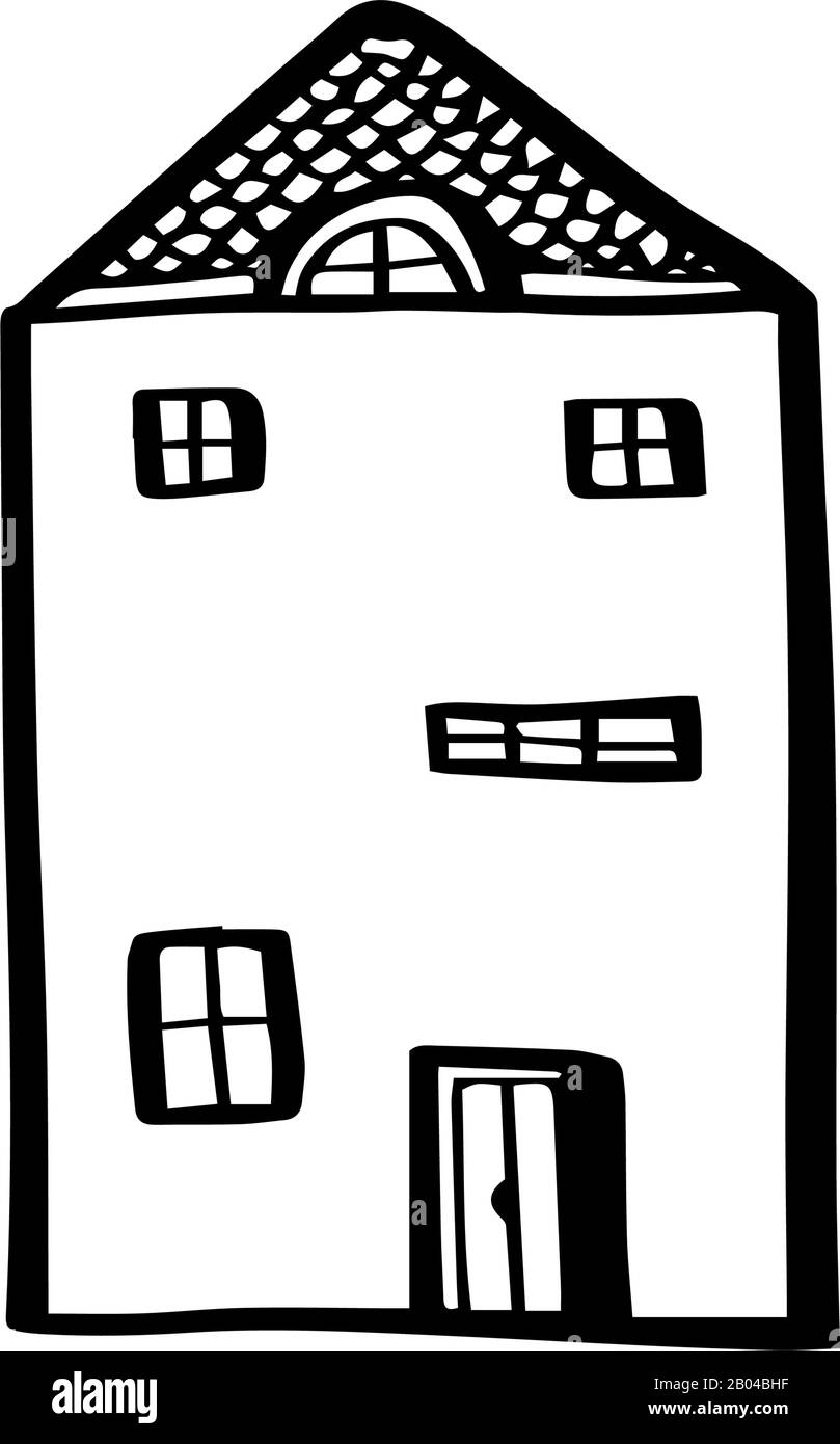 Cute house in hand drawn doodle style isolated on white background ...