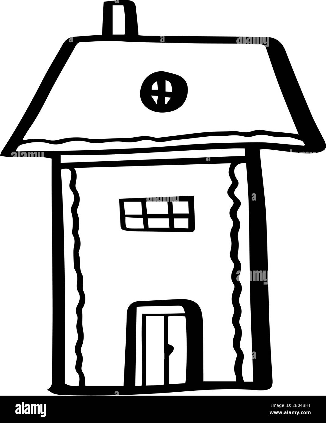 Cute house in hand drawn doodle style isolated on white background ...