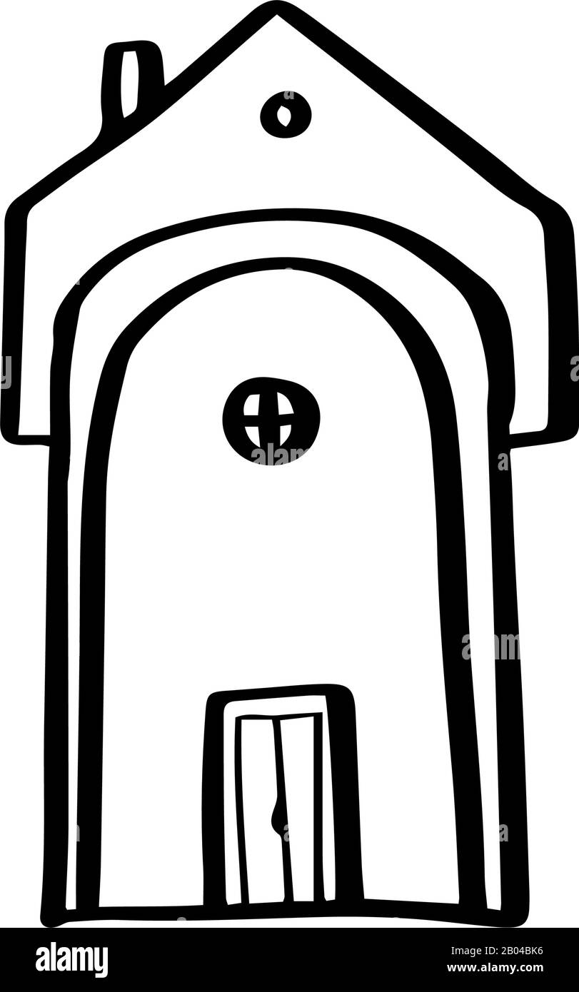 Cute house in hand drawn doodle style isolated on white background ...