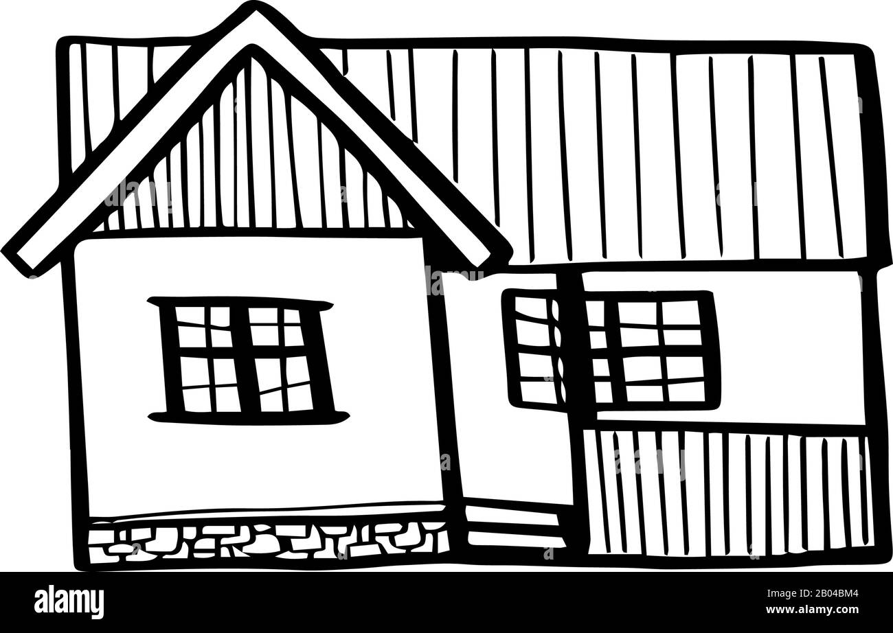 Cute house in hand drawn doodle style isolated on white background ...