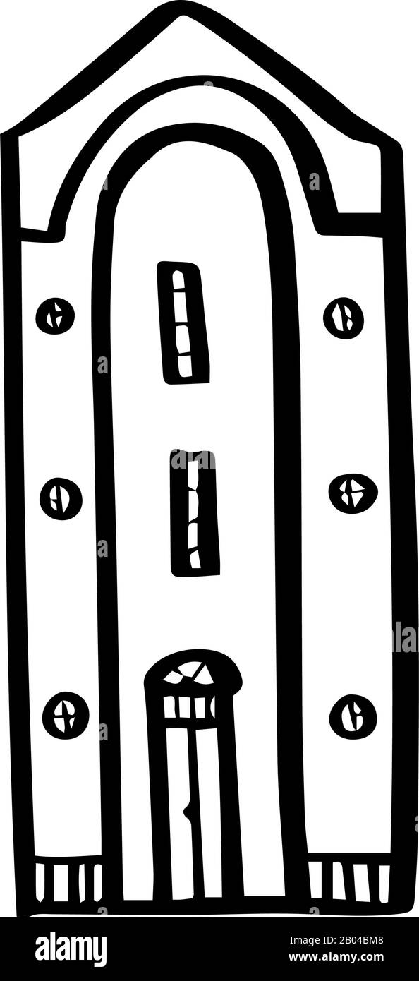 Cute house in hand drawn doodle style isolated on white background ...
