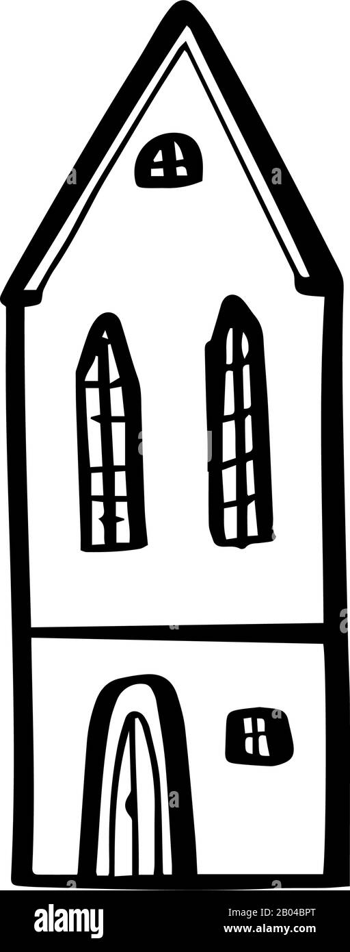 Cute house in hand drawn doodle style isolated on white background ...