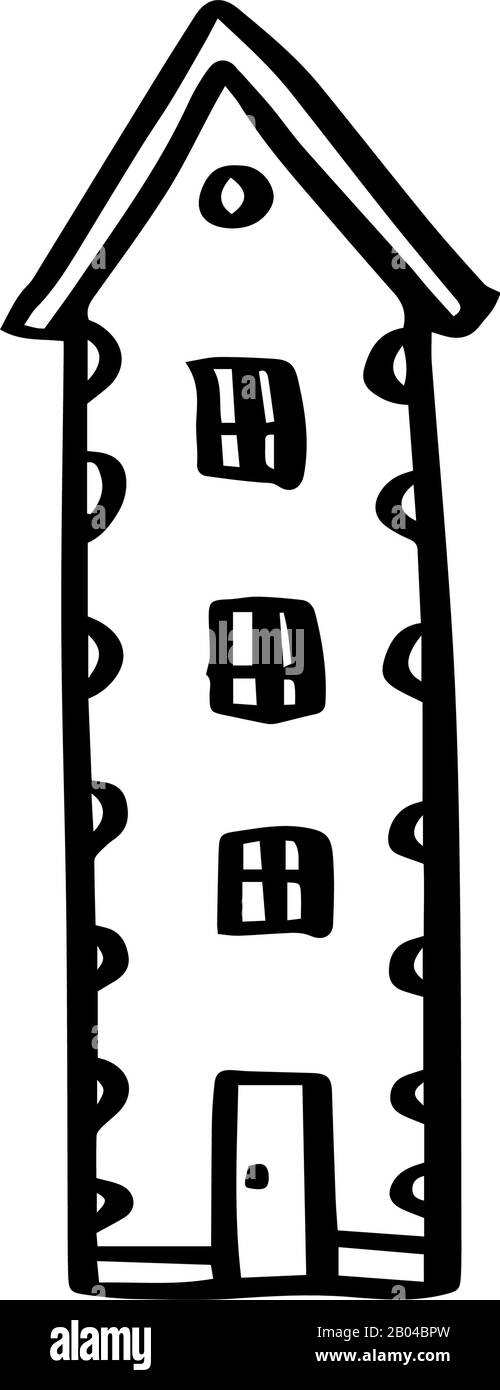 Cute house in hand drawn doodle style isolated on white background ...