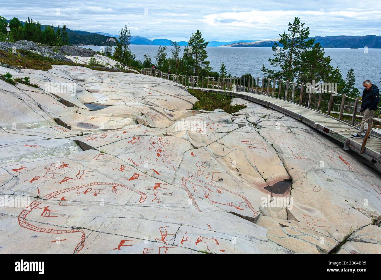prehistoric rock carvings at Alta, Norway. Stock Photo