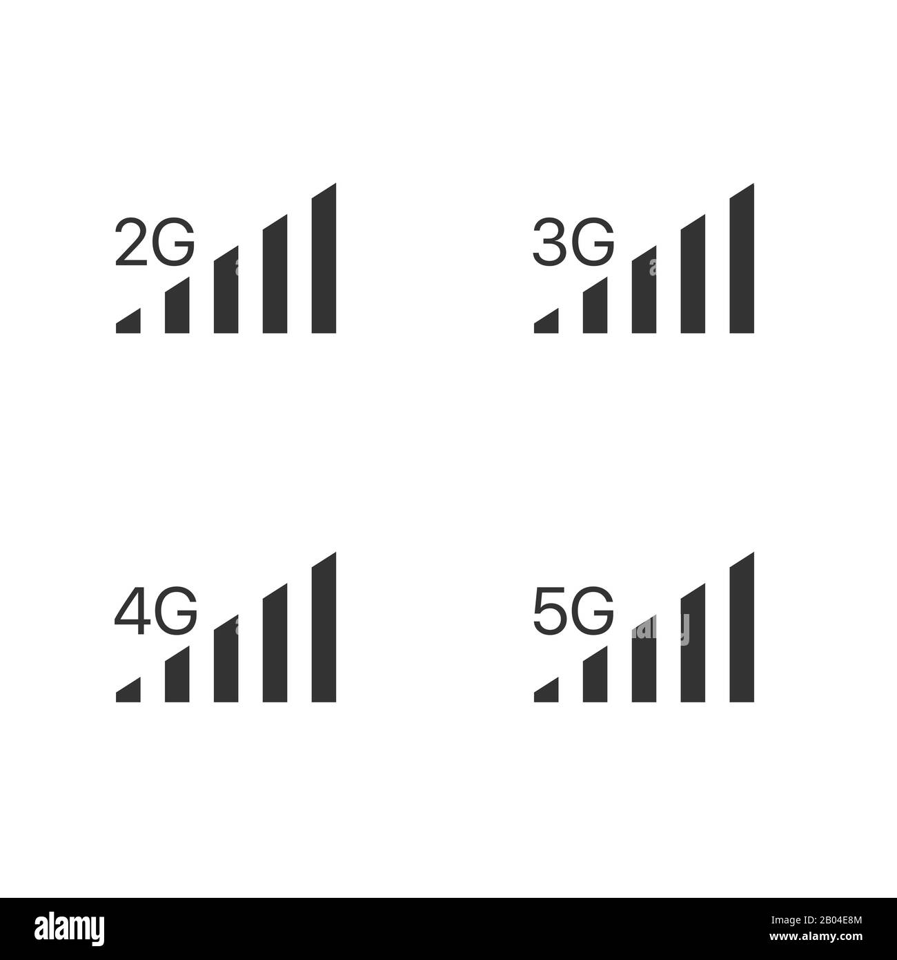 2G 3G 4G 5G internet vector icons. Wireless signal technology. Vector illustration Stock Vector