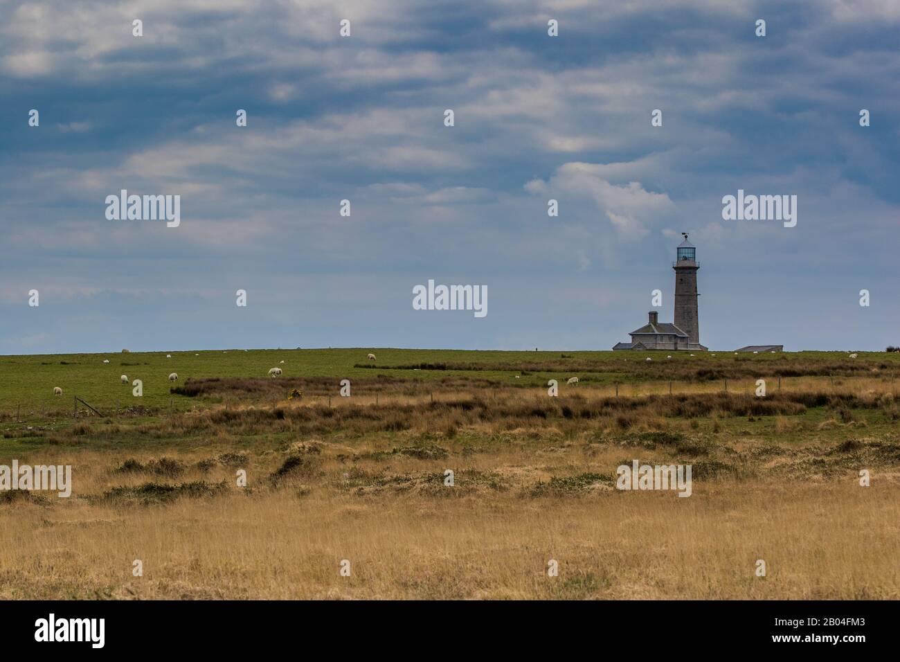 Old beacon lighthouse lundy Stock Photo
