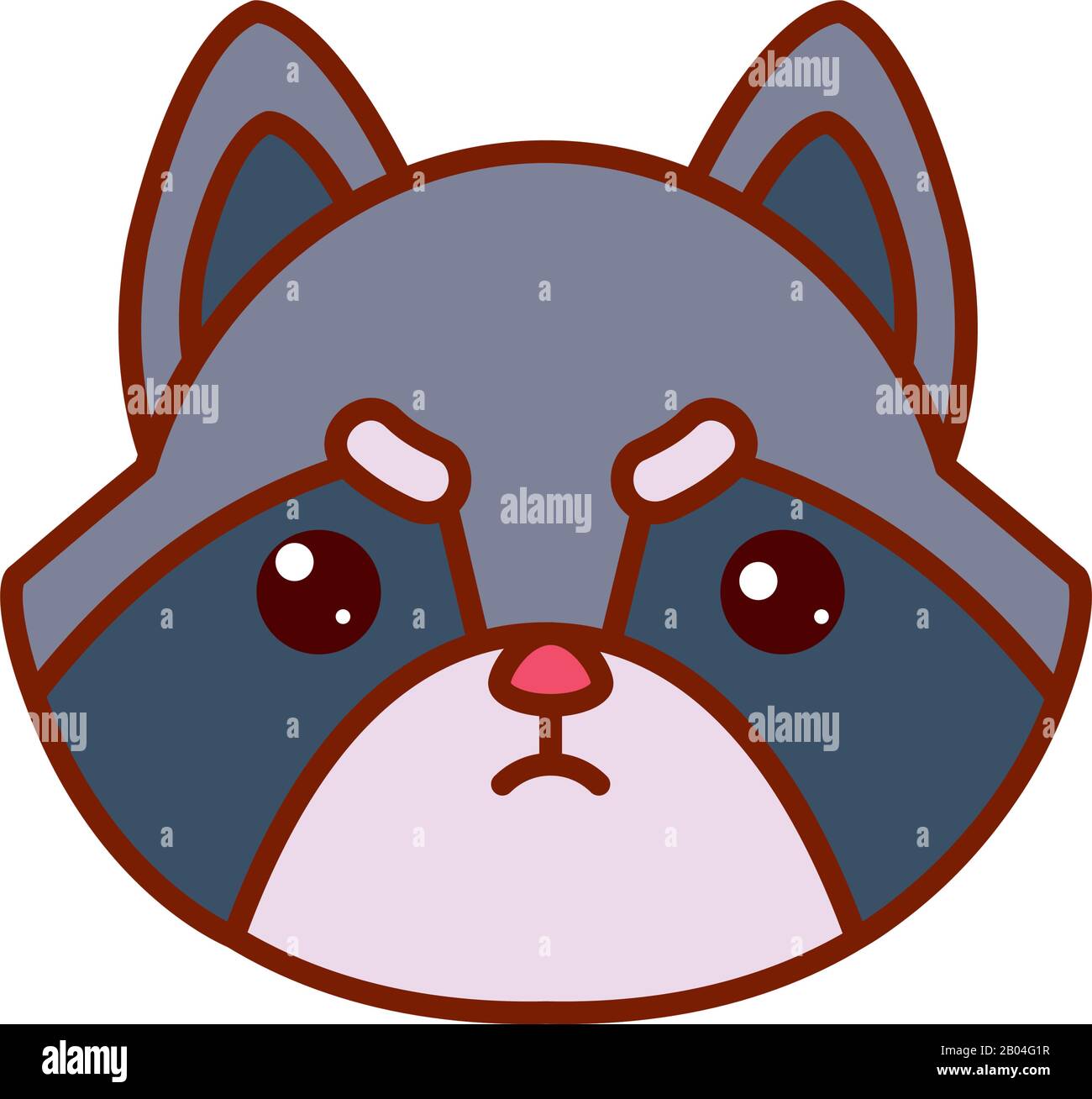 Cute kawaii raccoon cartoon line and fill style icon design, Animal zoo ...