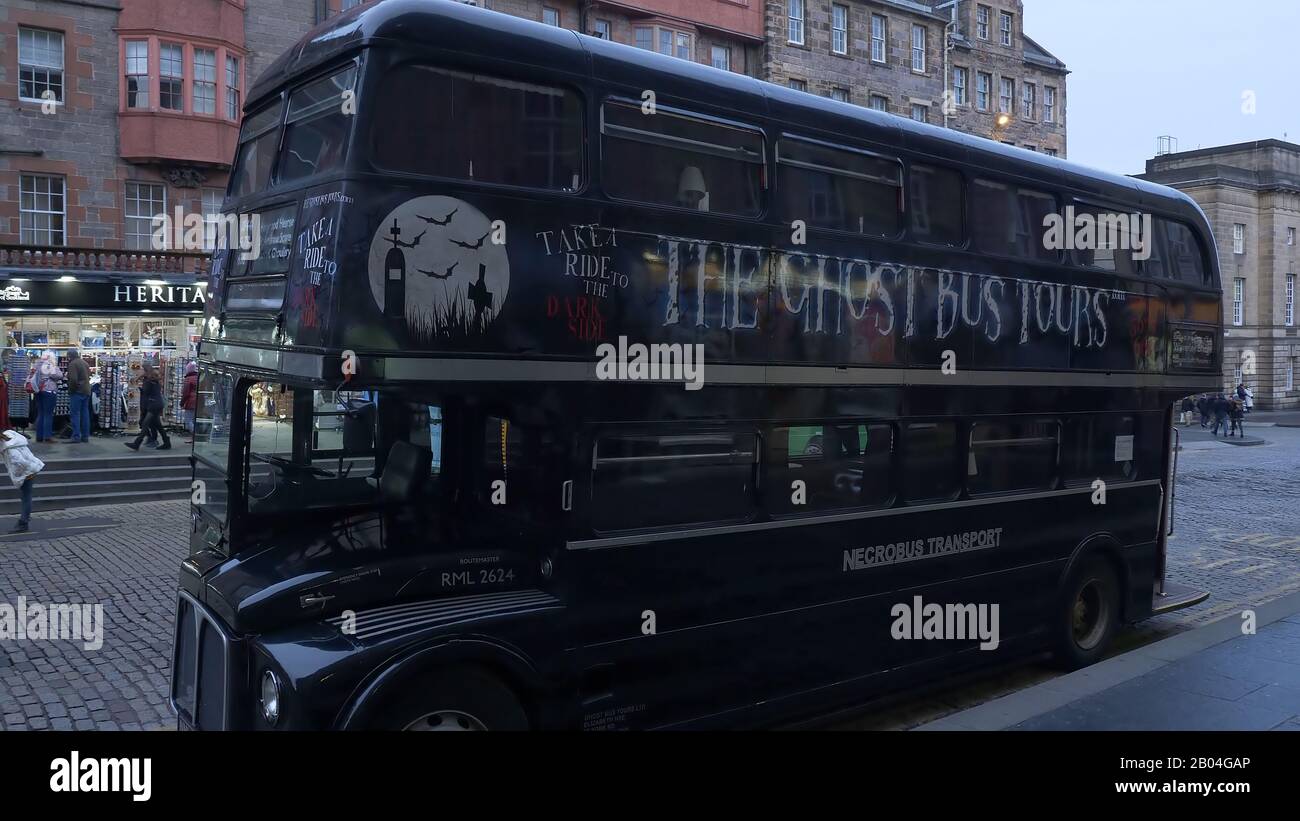 Ghost Bus Tours in the city of Edinburgh - EDINBURGH, SCOTLAND - JANUARY 10, 2020 Stock Photo