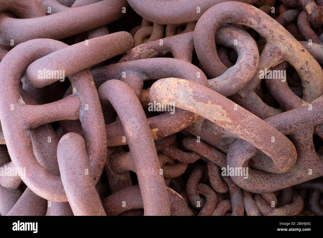 Old heavy rusty ships chain close up Stock Photo