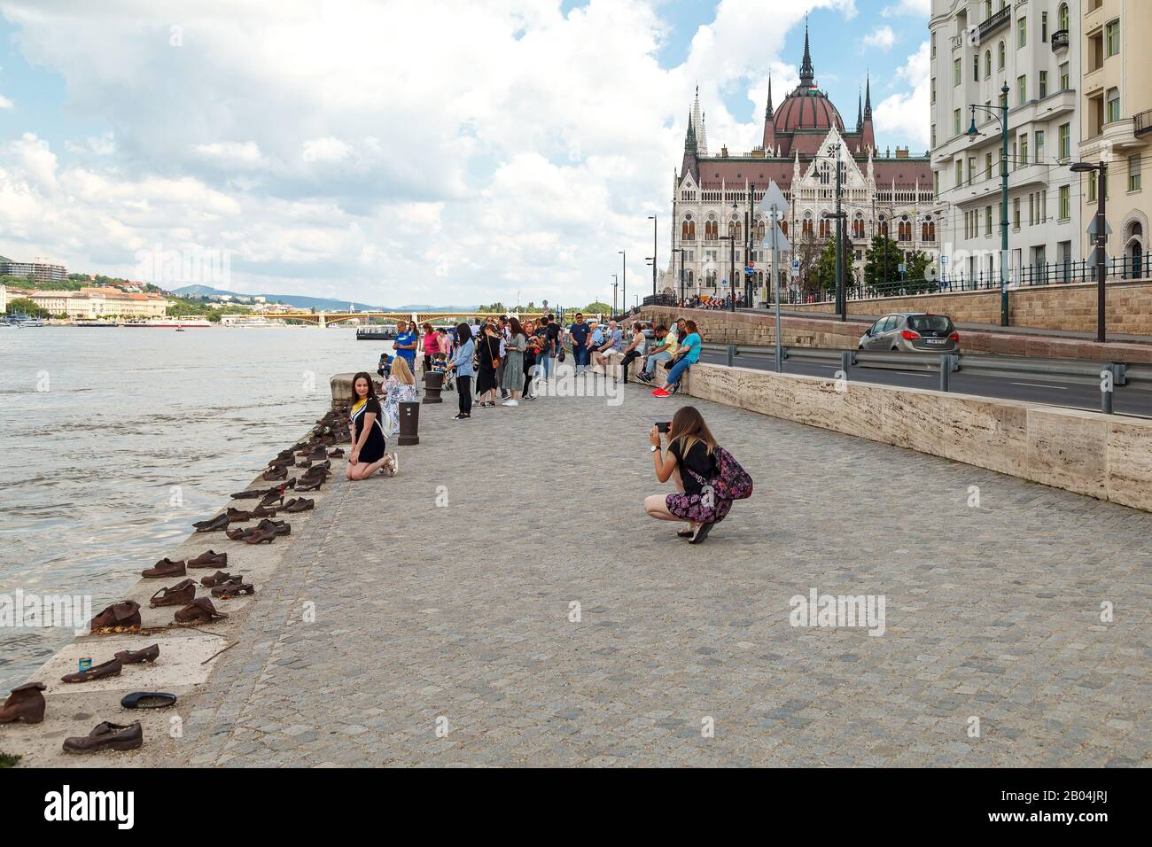Holocaust Victims Memorial - shoes that are installed on the Danube Embankment, near the Hungarian Parliament Stock Photo
