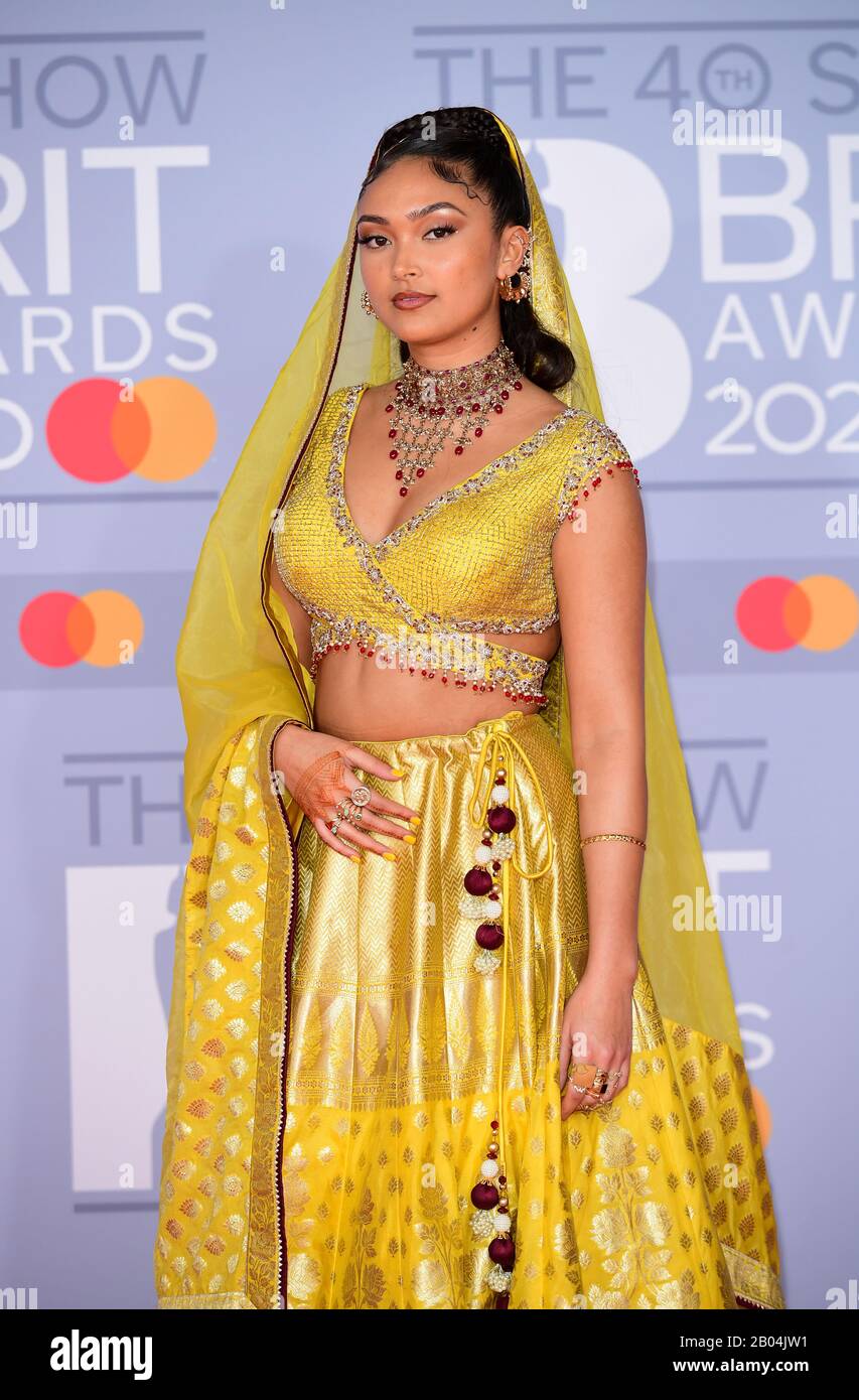 Joy Crookes arriving at the Brit Awards 2020 held at the O2 Arena