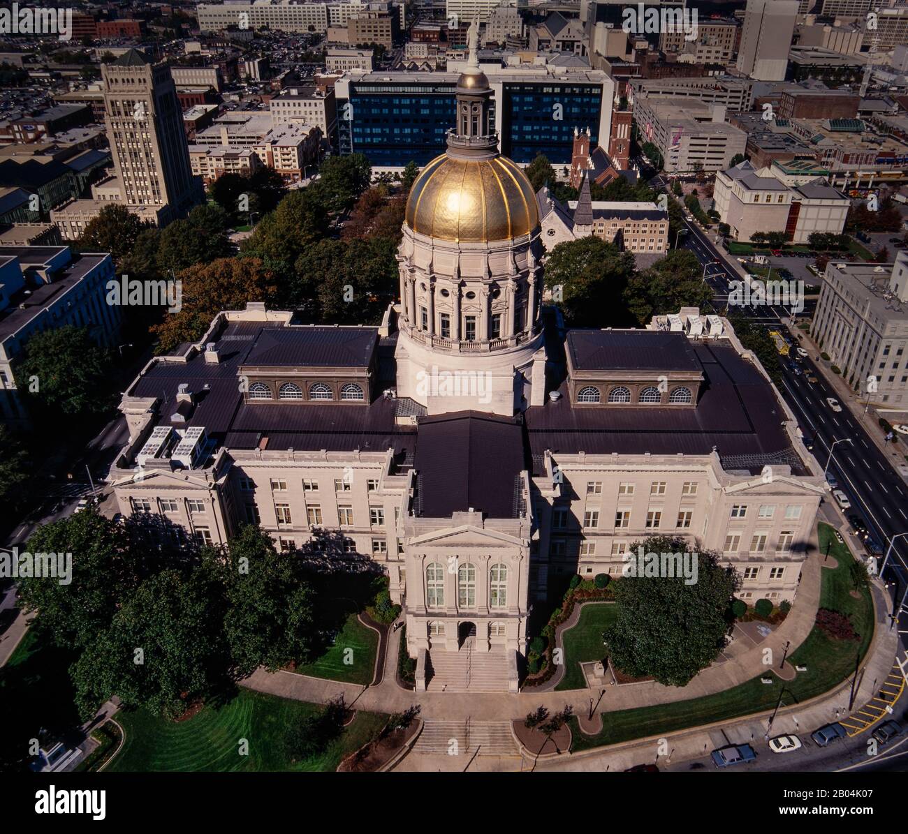 Aerial of the State Capitol building in Atlanta, he