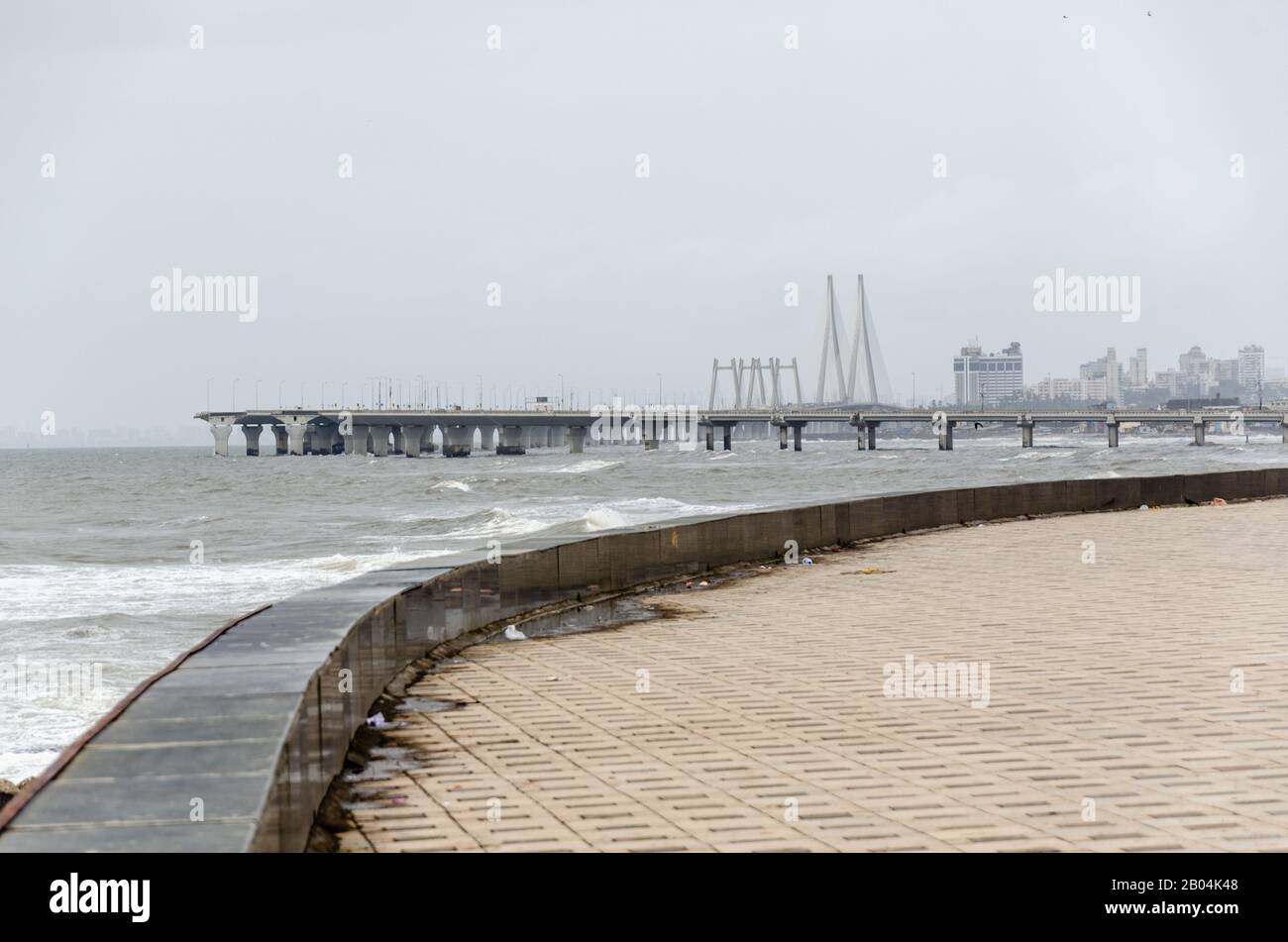 Beautiful view of the Bandra - Worli Sea Link from Worli Sea Face in Mumbai, Maharashtra, India Stock Photo
