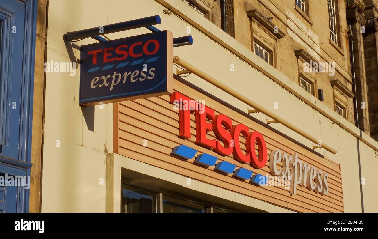 Tesco Express Shop In The UK - EDINBURGH, SCOTLAND - JANUARY 10, 2020 ...