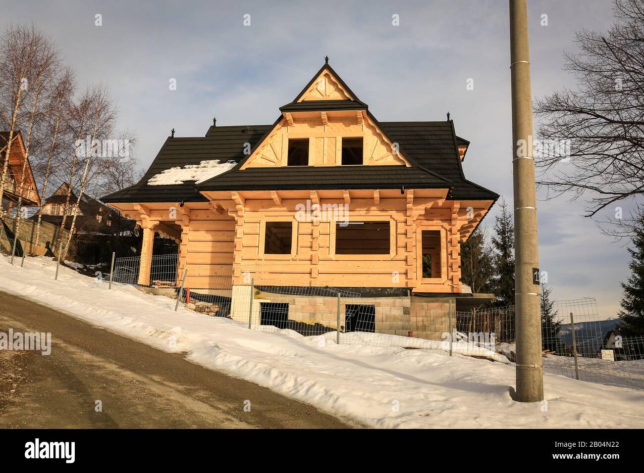 Traditional wooden house zakopane poland hires stock photography and
