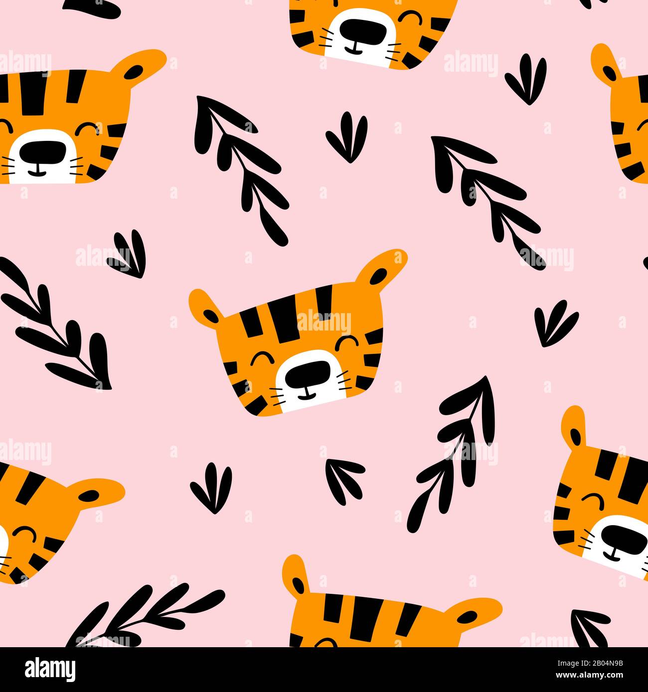 picture Easy Cartoon Tiger Face https www alamy com seamless pattern with cute cartoon tiger face in simple scandinavian style flat vector illustration image344311895 html
