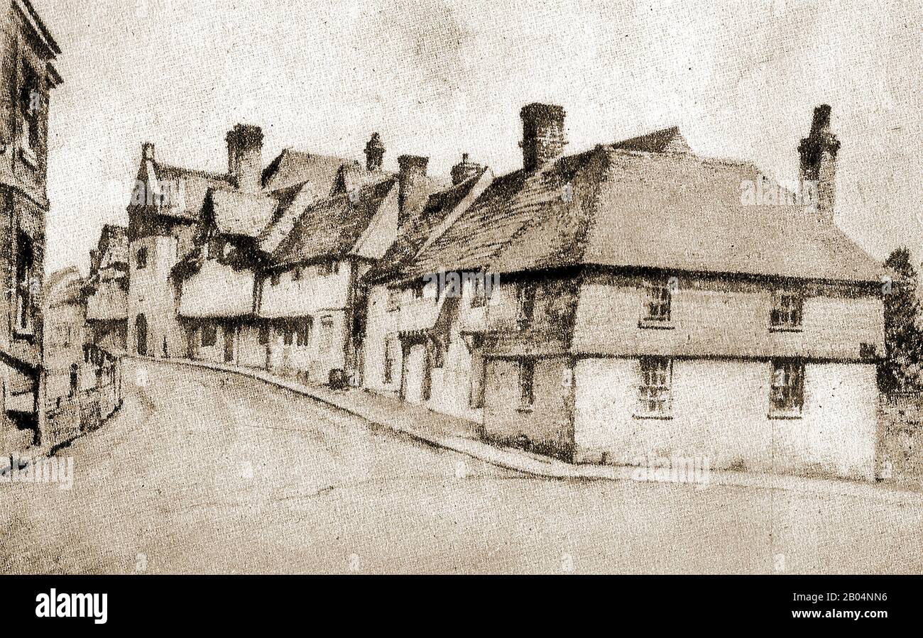 An  historic sketch showing the old Grammar School in Church Street,  Steyning, Sussex. It was  founded and endowed as a grammar school in 1614 by William Holland,  Alderman of Chichester.  Once the only state school in West Sussex, it still caters for boarders (as well as day pupils). Though this building is planned to be sold (2020) there are other buildings elsewhere attached to the school. Stock Photo