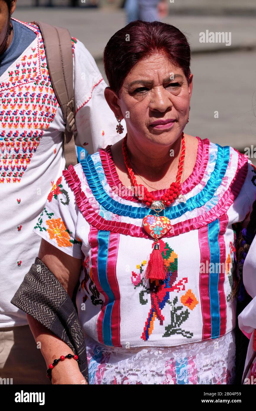 Ribbon cutting ceremony to open the Cultural Meeting of the International Day of Indigenous Languages. Oaxaca, Mexico. February 18, 2020 Stock Photo