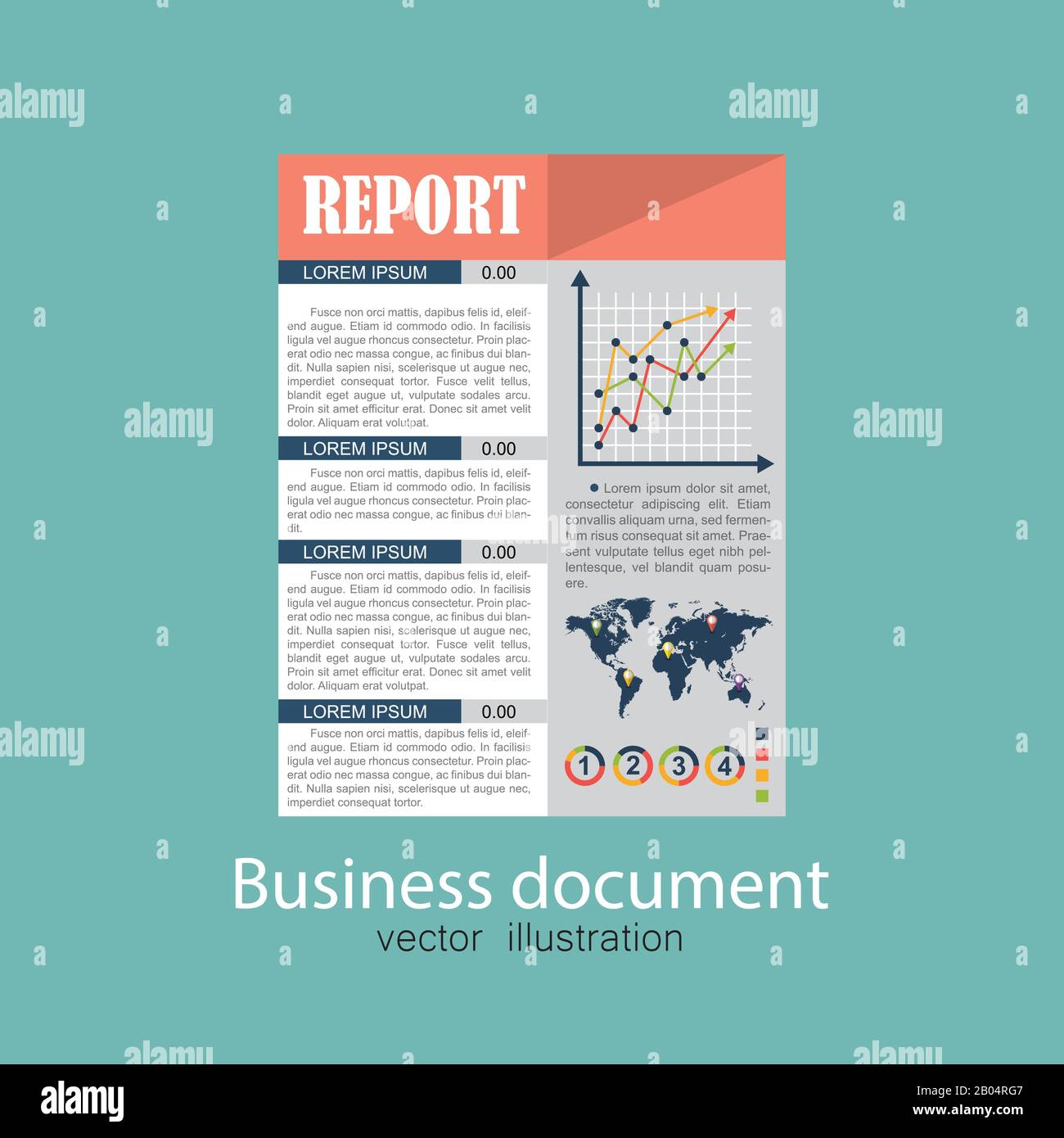 Business documents. Vector illustration in flat design. Stock Vector