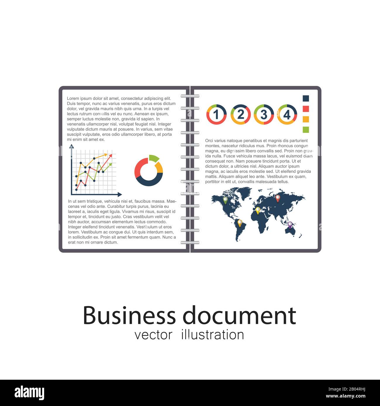 Business documents. Vector illustration in flat design. Stock Vector