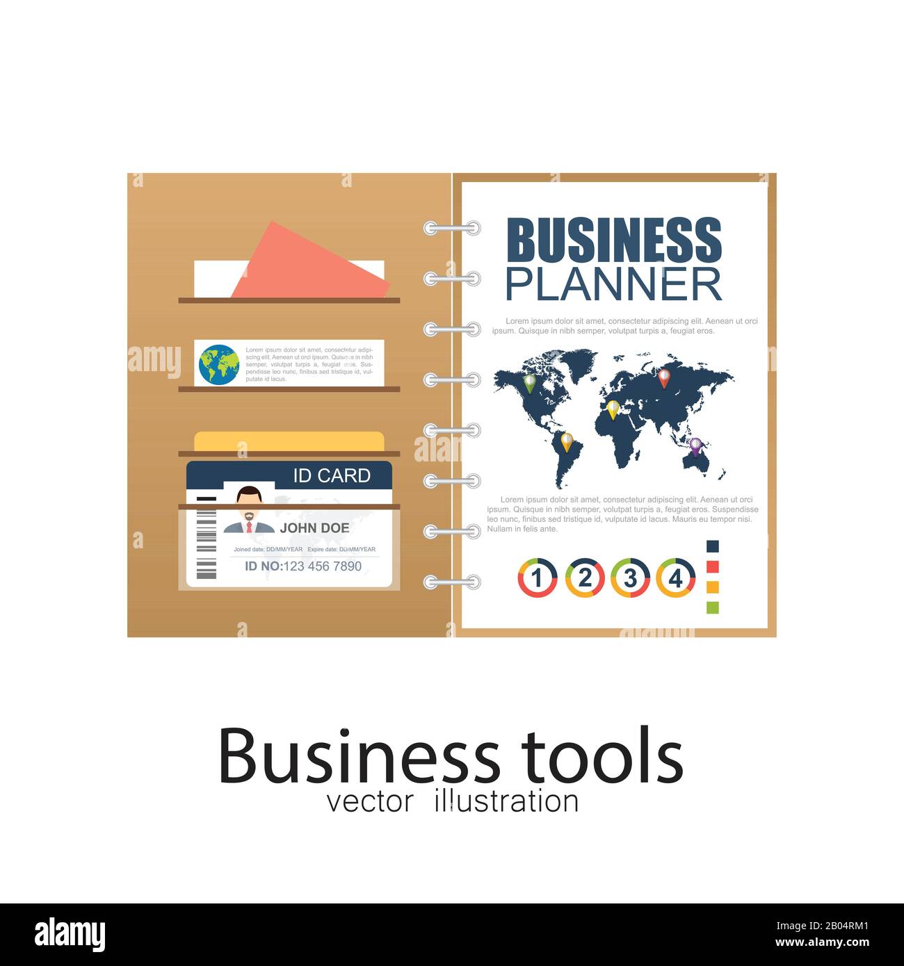 Business documents. Vector illustration in flat design. Stock Vector