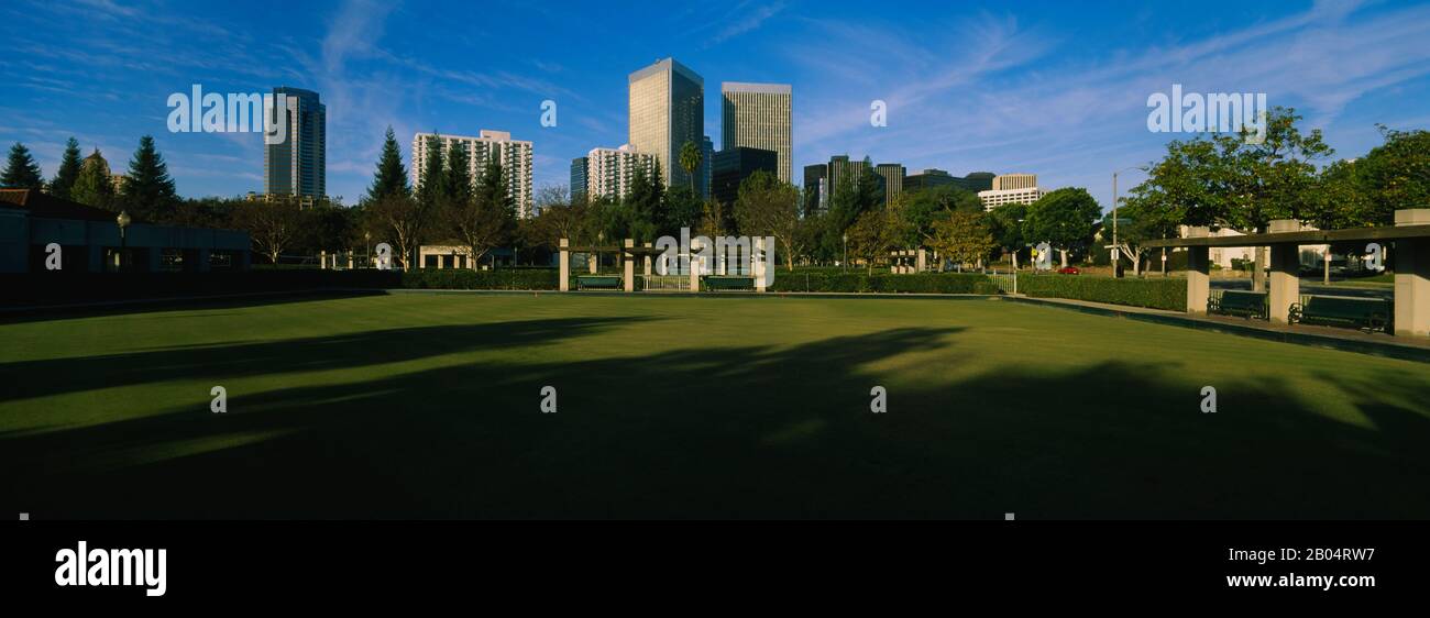 Lawn Bowling field in Roxbury Park, Century City, Beverly Hills, Los Angeles, California, USA Stock Photo