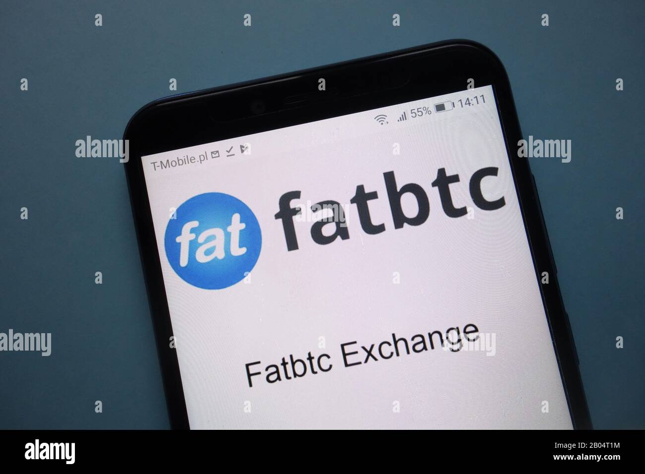 Fatbtc cryptocurrency exchange logo displayed on smartphone Stock Photo