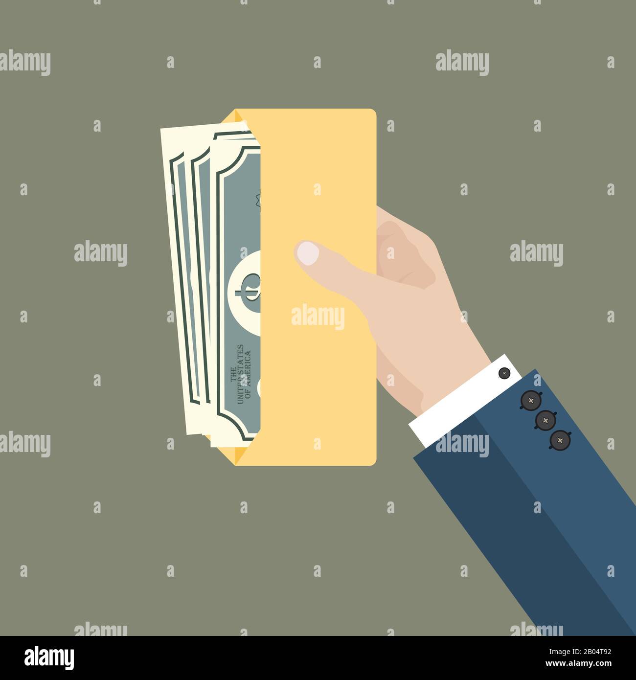 Businessman hand hold envelope with money Stock Vector