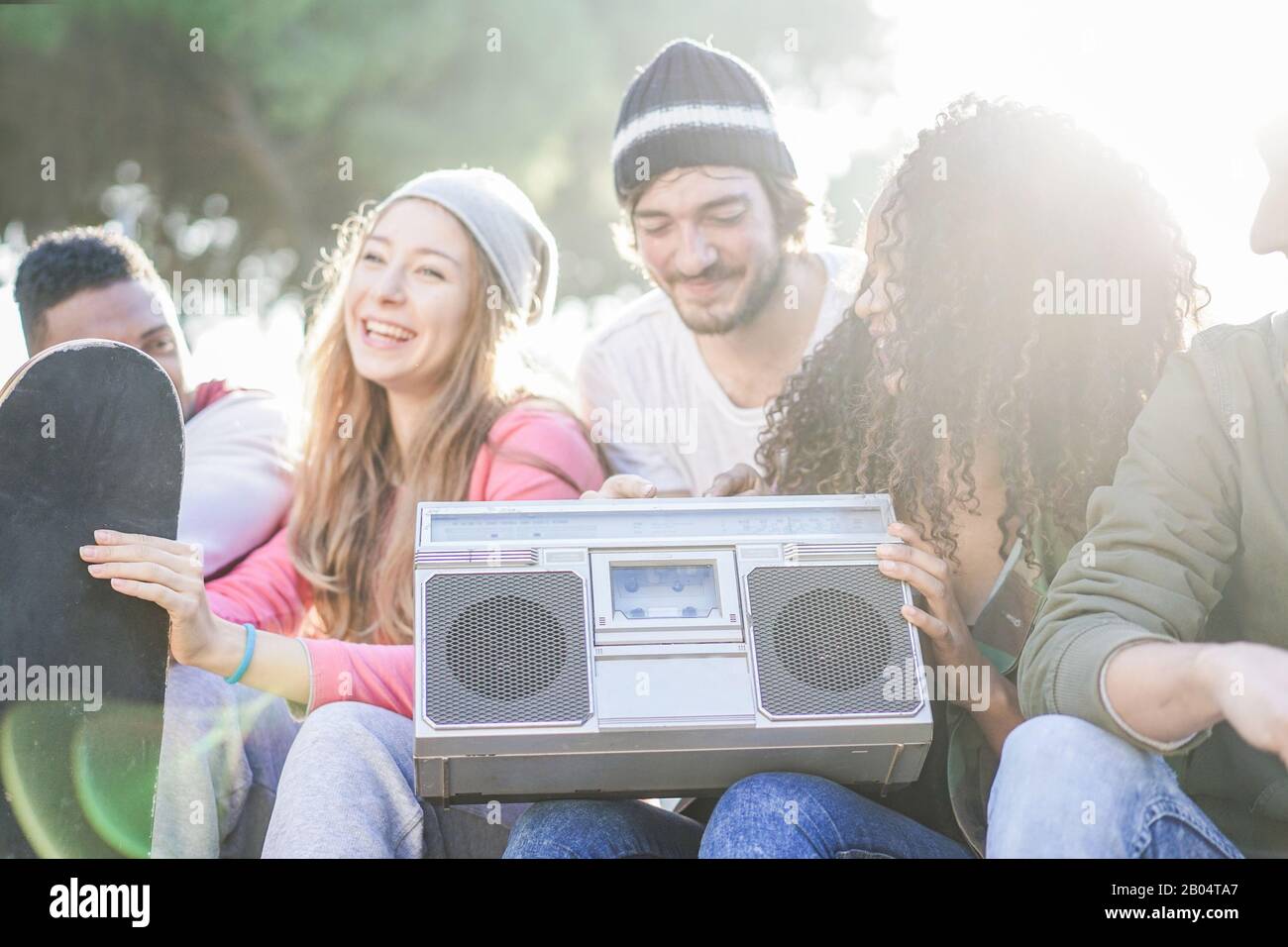 Group listening to music old and young hi-res stock photography and ...