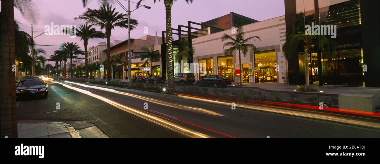 Stores on the roadside, Rodeo Drive, Beverly Hills, California, USA