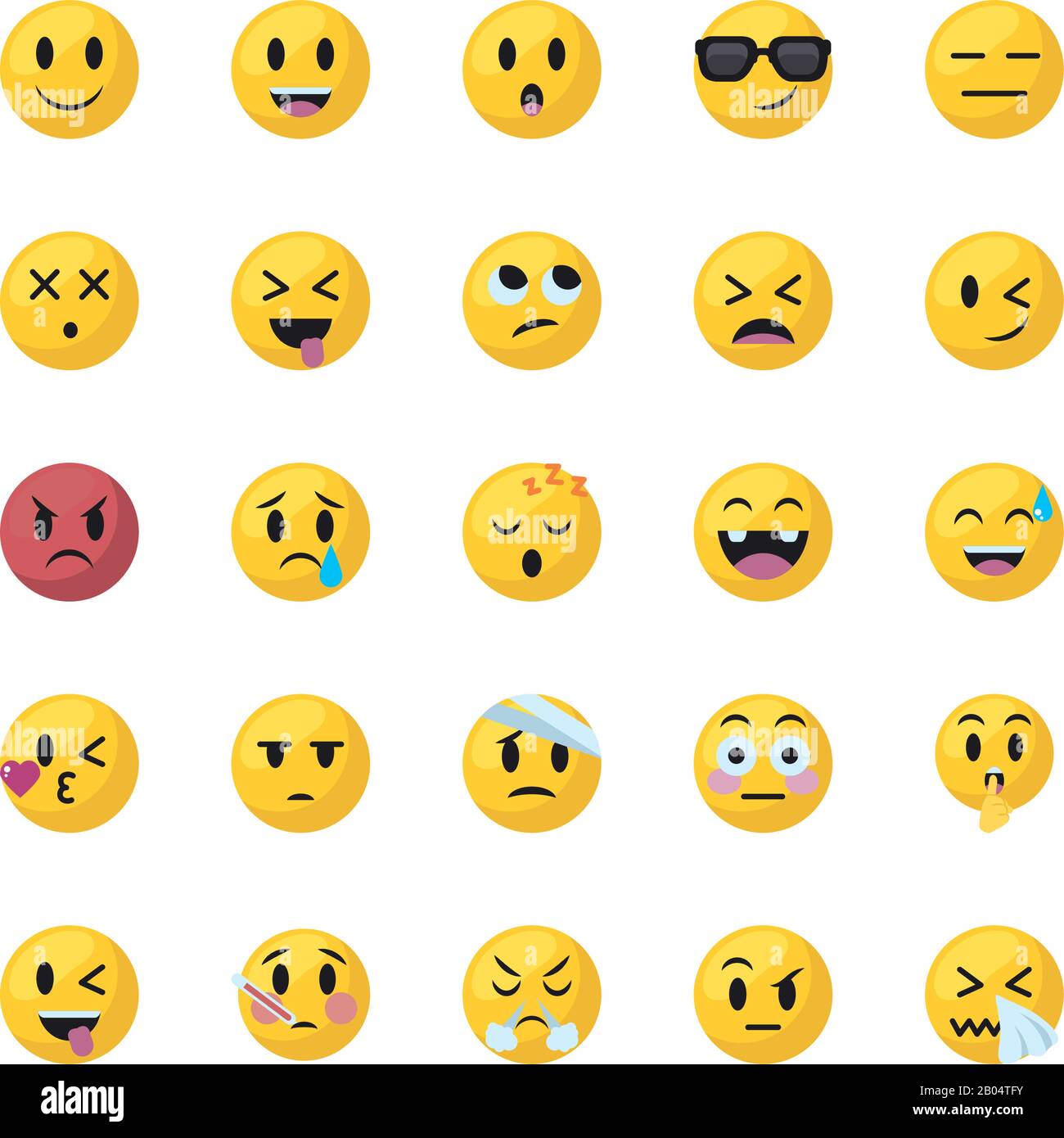 Emojis faces flat style icon set design, Cartoon expression cute ...