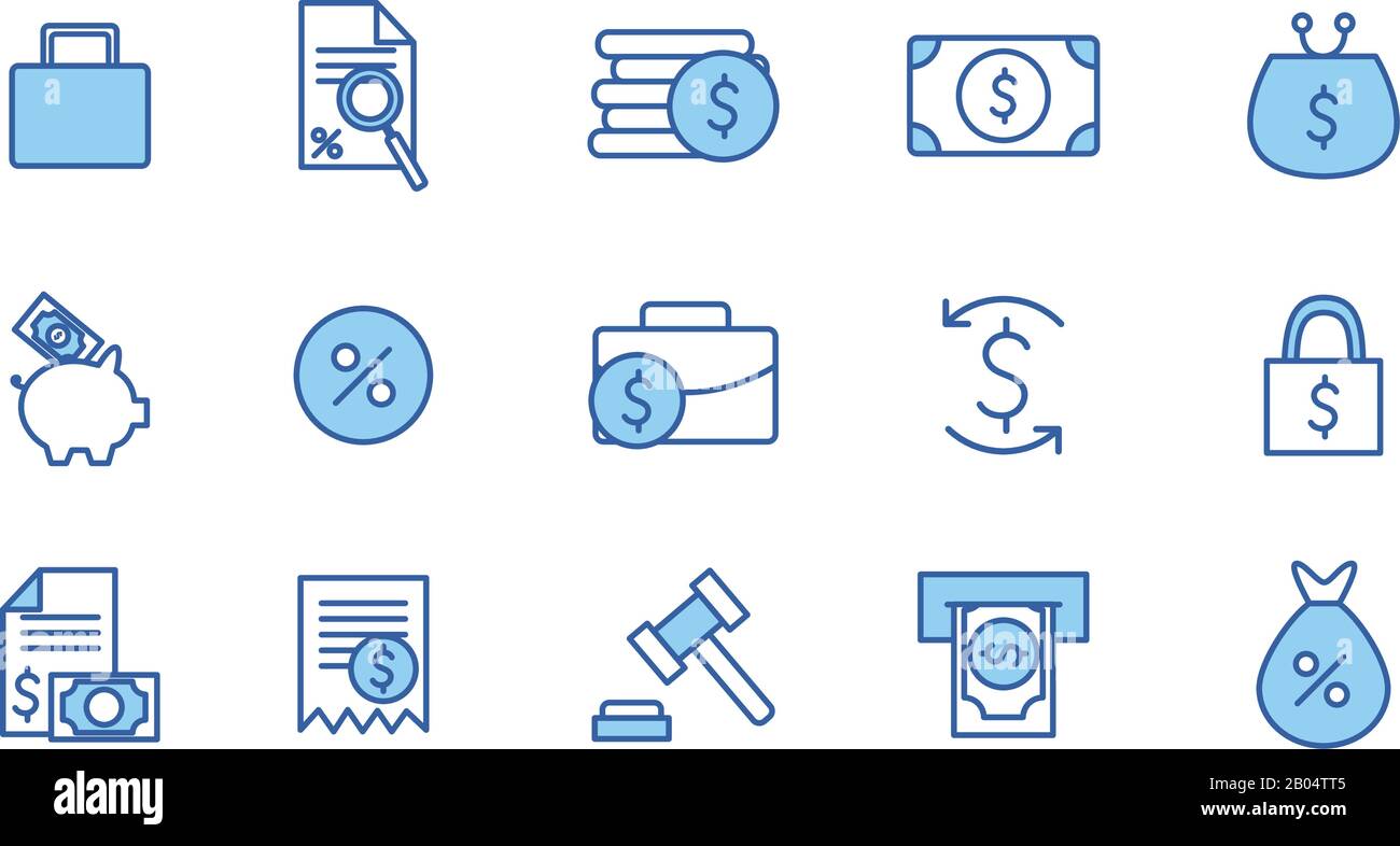Isolated money line and fill style icon set vector design Stock Vector ...