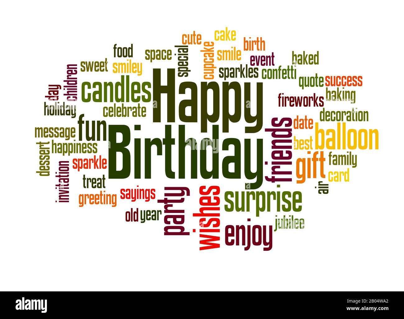 Happy birthday word cloud concept on white background Stock Photo - Alamy