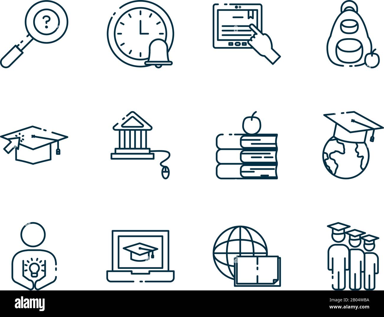 Line style icon set design, Eduaction school university class lesson ...
