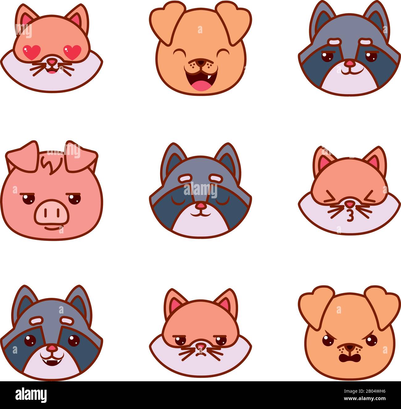 Cute cat cartoon line and fill style icon design, Kawaii animal zoo life  nature and character theme Vector illustration Stock Vector Image & Art -  Alamy