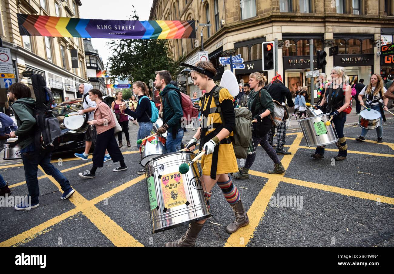 Environment Protest Manchester Extinction Rebellion and YouthStrike4Climate protest in Manchester City ...