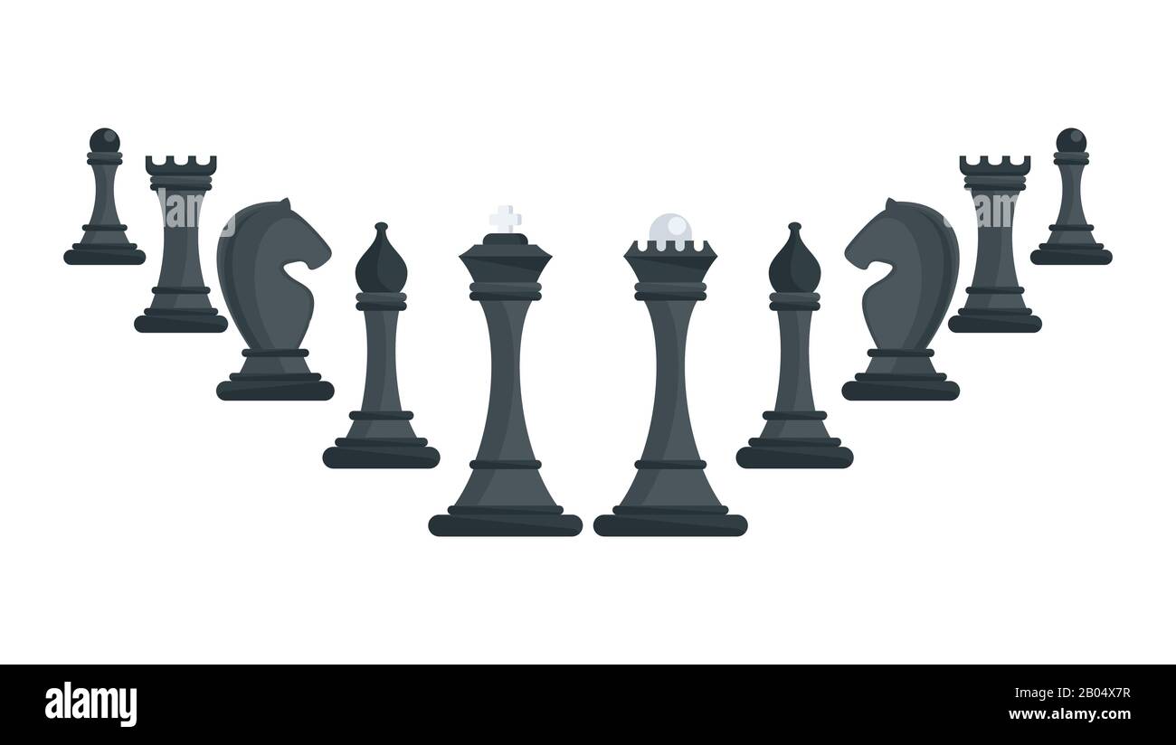 Row of black chess pieces ascending. Strategy board game Stock Vector ...