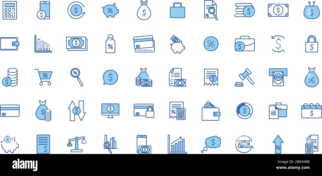 Isolated money line and fill style icon set vector design Stock Vector ...