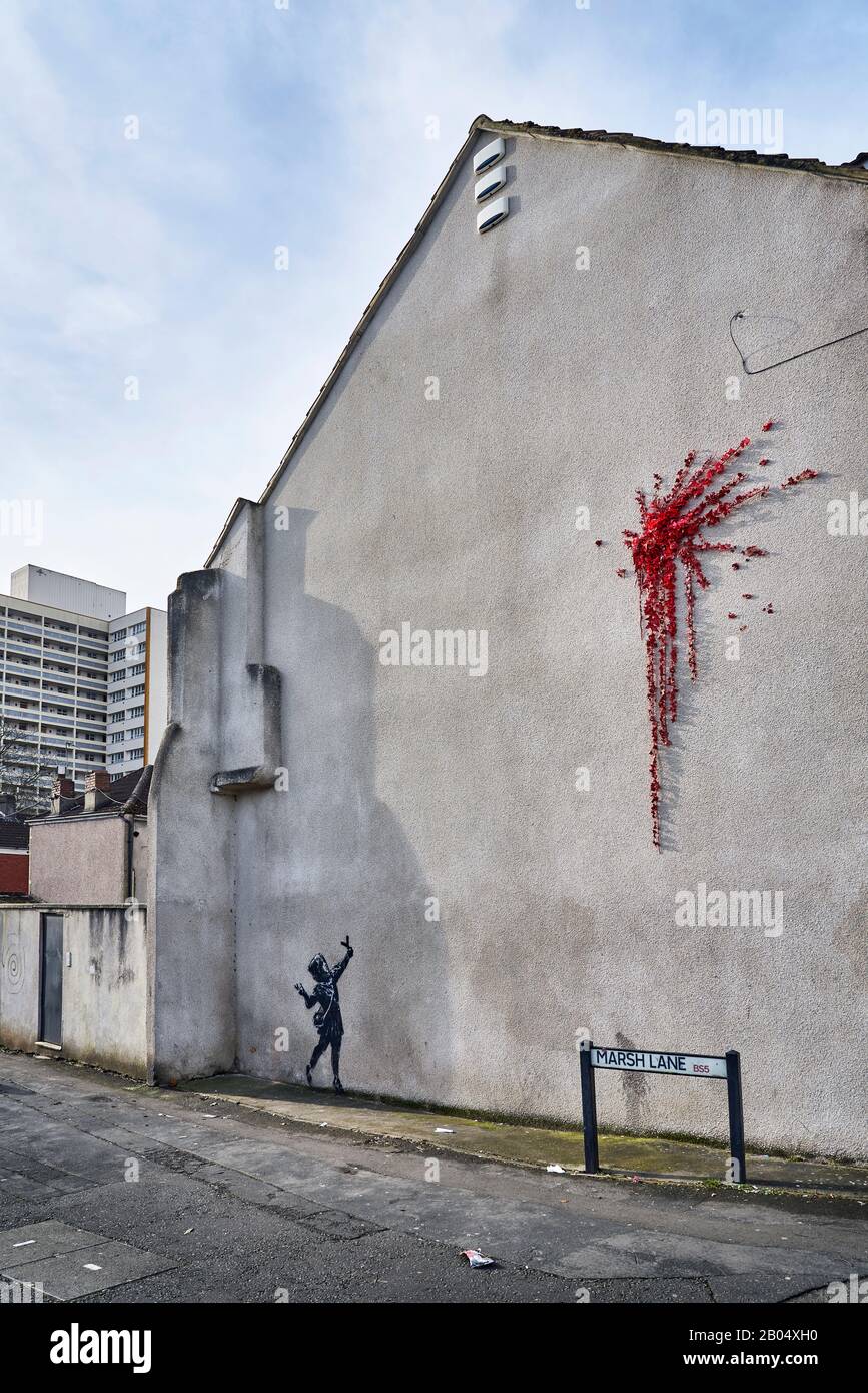 Banksy 'Valentines Day' graffiti / artwork, Marsh Lane, Lawrence