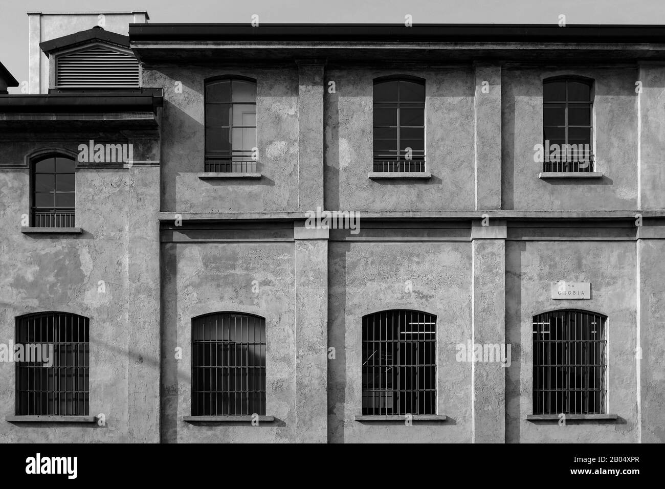 Old-fashioned factory shed at Prada Foundation in Orobia street in the  southern suburbs of Milan, Italy Stock Photo - Alamy