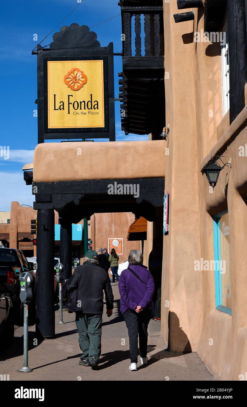 The landmark La Fonda Hotel in Santa Fe, New Mexico, built in 1922, was ...