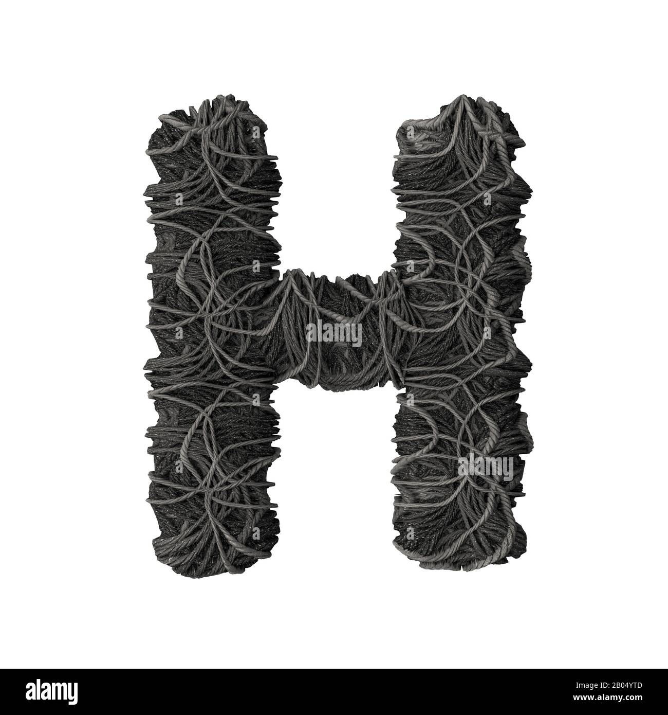 Letter H stylized in the form of a rope pile - 3D render Stock Photo