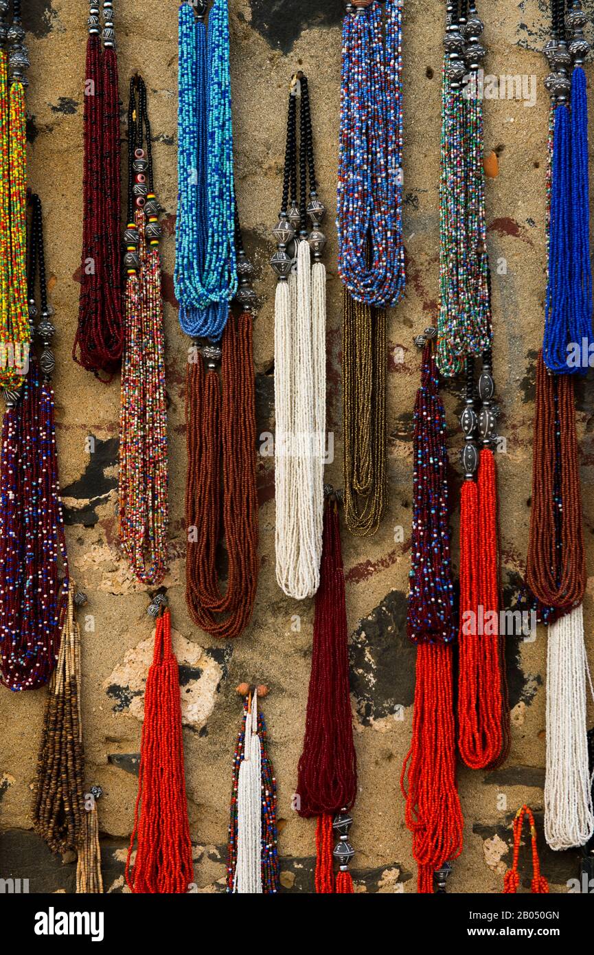 Street scene with souvenir necklaces on Goree Island in the Atlantic Ocean  outside of Dakar in Senegal, West Africa Stock Photo - Alamy