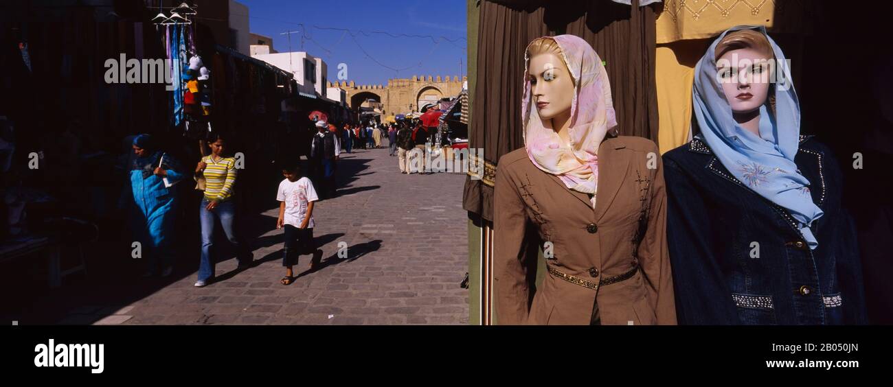 Group of people walking on the street, Medina, Kairwan, Tunisia Stock Photo