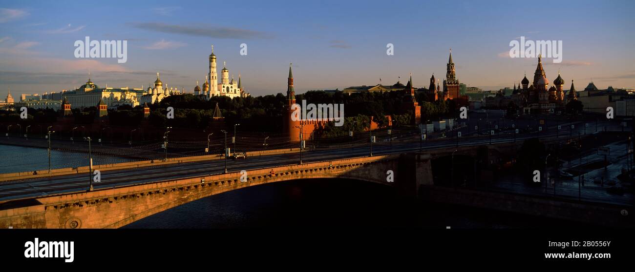 Bridge across a river, Kremlin, Moskva River, Moscow, Russia Stock Photo